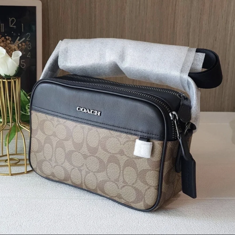 NWT Coach C4149 Men's Graham Crossbody Signature Canvas & Leather Khaki